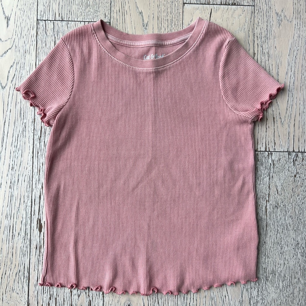 Cat & Jack Ribbed Pink Short Sleeve Tee